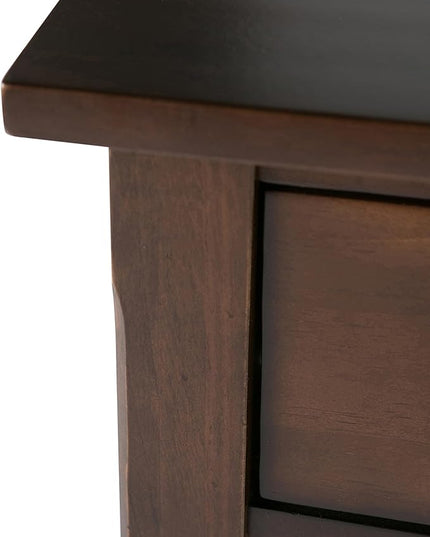 SIMPLIHOME Avalon SOLID WOOD Contemporary 47 Inch Wide Writing Office Desk in Dark Tobacco Brown, For the Office Desk, Writing Table, Workstation and Study Table - LeafyLoom