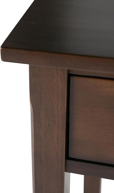 SIMPLIHOME Avalon SOLID WOOD Contemporary 47 Inch Wide Writing Office Desk in Dark Tobacco Brown, For the Office Desk, Writing Table, Workstation and Study Table - LeafyLoom