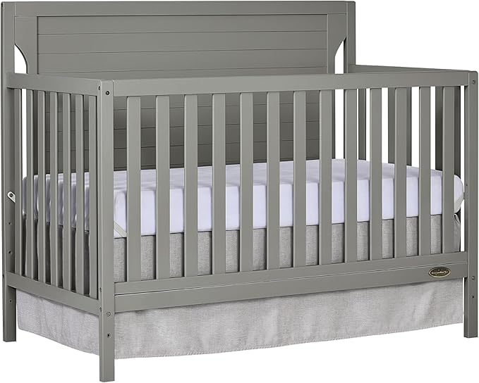 Cape Cod 5-in-1 Convertible Crib in Storm Grey, Greenguard Gold Certified, 55x30x44.5 Inch (Pack of 1) - LeafyLoom