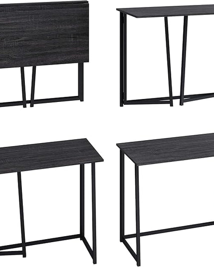 4NM 31.5" Small Desk with Storage Bag, Simple Assembly Folding Computer Desk Home Office Desk Study Writing Table for Small Space Offices - Gray and Black - LeafyLoom