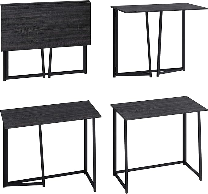 4NM 31.5" Small Desk with Storage Bag, Simple Assembly Folding Computer Desk Home Office Desk Study Writing Table for Small Space Offices - Gray and Black - LeafyLoom