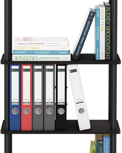 Furinno (99557EX/BK) Turn-N-Tube 4-Tier Multipurpose Shelf Display Rack - Espresso/Black - LeafyLoom