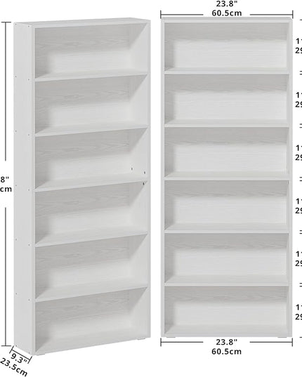 IRONCK Bookshelves and Bookcases Set of 2 Floor Standing 6 Tier Display Storage Shelves 70in Tall Bookcase Home Decor Furniture for Home Office, Living Room - LeafyLoom