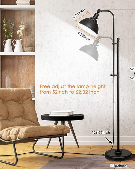 Industrial Floor Lamp, 3 Color Temperature Rustic Floor Lamps in Aged Bronze, Adjustable Height&Head Standing Reading Lamp Farmhouse Lamp - LeafyLoom