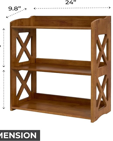 Bookcase by Natural Wood, 3 Tier Bookshelf, Small Book Shelves Freestanding Display Storage Shelves. Open Bookshelf for Bedroom, Living Room and Office (Brown, 3 Tier) - LeafyLoom