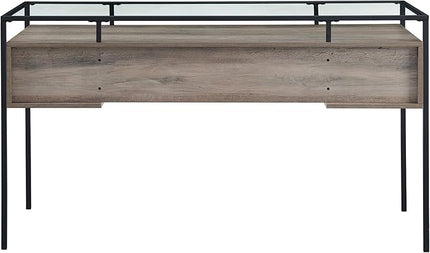 Walker Edison Writing Desk, 56, Glass Top 2 Drawer Computer, 56 Inch, Grey Wash - LeafyLoom