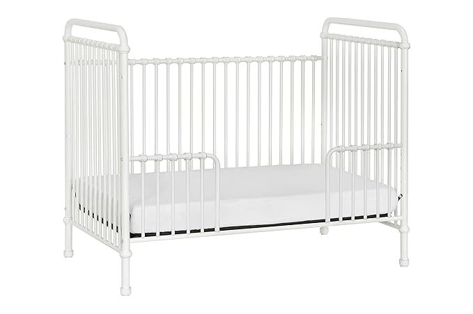 Namesake Abigail 3-in-1 Convertible Metal Crib in Washed White, Greenguard Gold Certified - LeafyLoom