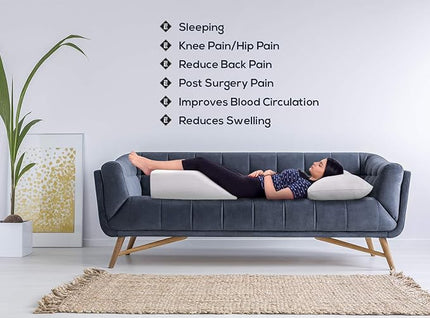 Ebung Memory Foam Leg Elevation Pillows- Leg Support Pillow to Elevate Feet, Leg Pillows for Elevation Blood Circulation, Leg Swelling Relief, Sciatica Pain Relief, Back Pain- Leg Wedges for Elevation - LeafyLoom