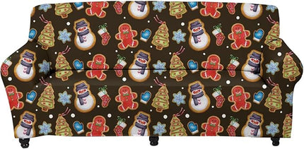 FKELYI Christmas Sofa Slipcover Snowman Gingerbread Man Xmas Tree Print Super Soft Stretch Couch Coat Washable Furniture Protector-XL Christmas-29 FKELYI