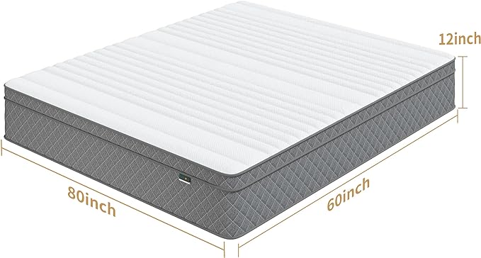 Queen Mattress, 12 Inch Cooling-Gel Memory Foam and Pocket Spring Hybrid Mattress, Queen Bed Mattress in a Box, CertiPUR-US Certified, Medium Firm, Queen Size Mattress - LeafyLoom