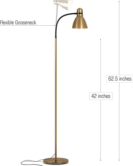 Brightech Avery Floor Lamp, Dimmable Standing Lamp With Sturdy Base, Floor Lamp for Over Chair Bedroom Reading, Modern LED Lamp for Living Rooms, Tall Lamp for Offices, Great Living Room Decor - Brass - LeafyLoom