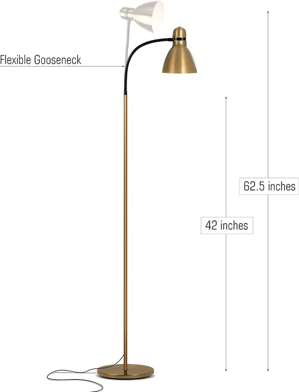 Brightech Avery Floor Lamp, Dimmable Standing Lamp With Sturdy Base, Floor Lamp for Over Chair Bedroom Reading, Modern LED Lamp for Living Rooms, Tall Lamp for Offices, Great Living Room Decor - Brass - LeafyLoom