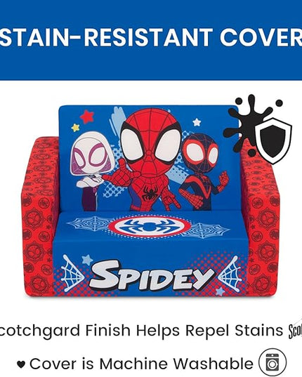 Delta Children Marvel Spidey and His Amazing Friends Cozee Flip-Out Chair - 2-in-1 Convertible Chair to Lounger for Kids - LeafyLoom