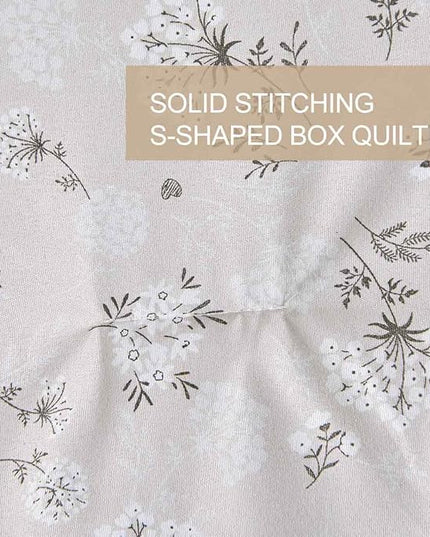 Nanko Beige Floral Comforter Set King Size 3 Pcs, Cream Tan Flower Print Pattern Soft Microfiber Down Alternative Duvet Insert, Farmhouse Bedding Sets Bed in a Bag for Women Men, 104 x 90 inch - LeafyLoom