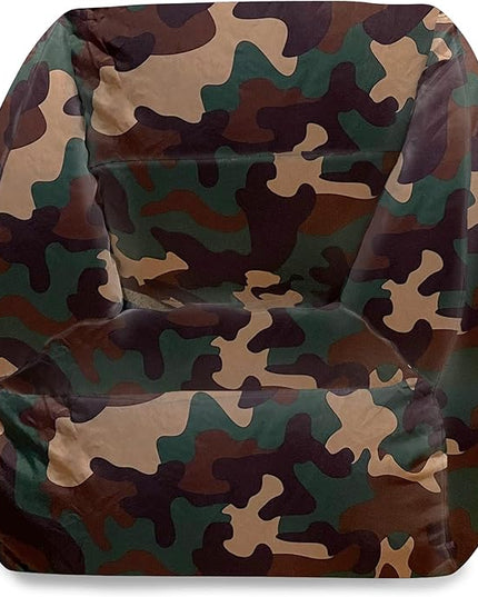 Posh Creations Structured Comfy Bean Bag Chair for Gaming, Reading and Watching TV, Coronado Chair, Nylon - Camo Green - LeafyLoom