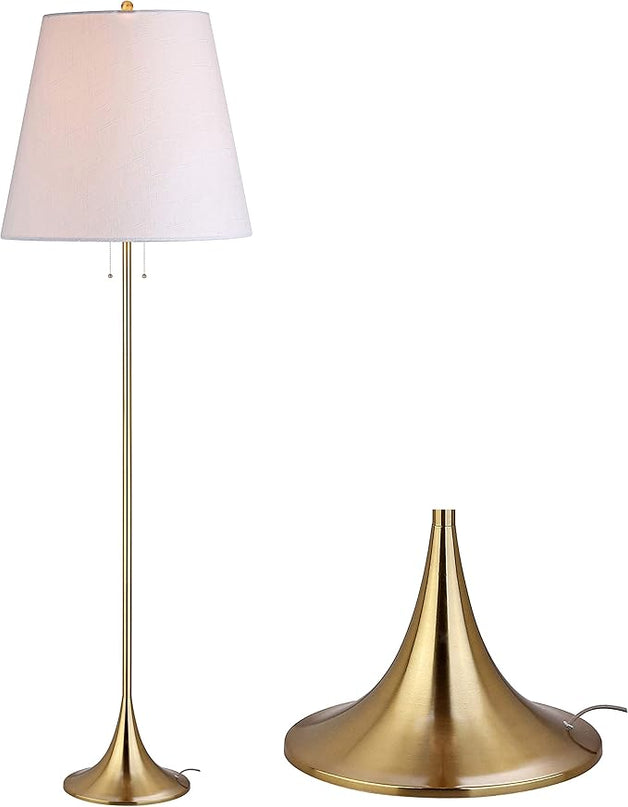 JONATHAN Y JYL3001A Amelia 63" Metal LED Floor Lamp, Modern, Contemporary, Glam, Elegant, Office, Living Room, Family Room, Dining Room, Bedroom, Hallway, Foyer, Brass - LeafyLoom