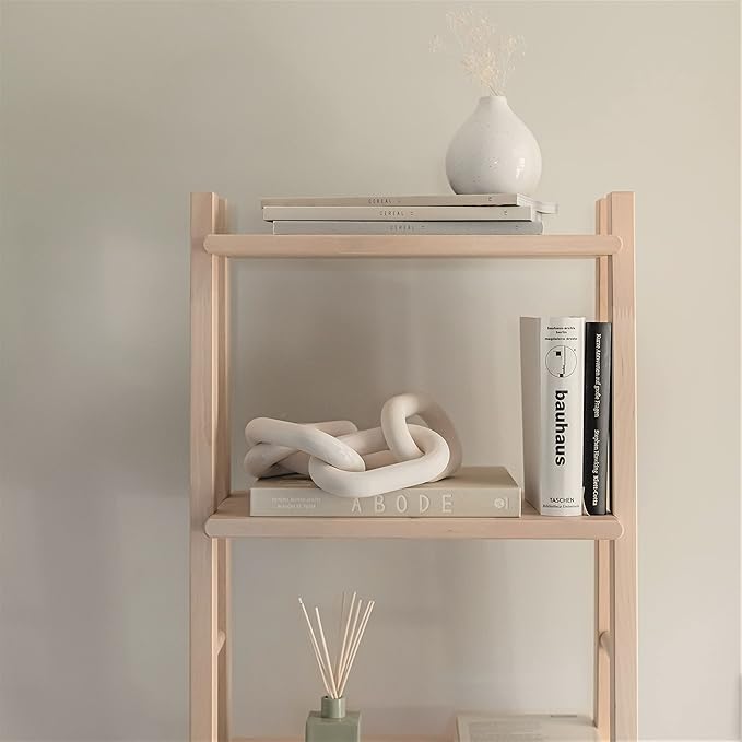 Wood Chain Link Decor - Rustic White Washed Decorative Chain, Coffee Table Decor, Book Shelf Decor Accents, Made from Pine Wood, Bookshelf Decor,Boho, Country or Modern Home Décor for Shelves - LeafyLoom