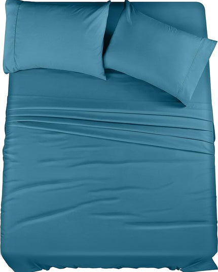 Utopia Bedding Queen Bed Sheets Set - 4 Piece Bedding - Brushed Microfiber - Shrinkage and Fade Resistant - Easy Care (Queen, Denim Blue) - LeafyLoom