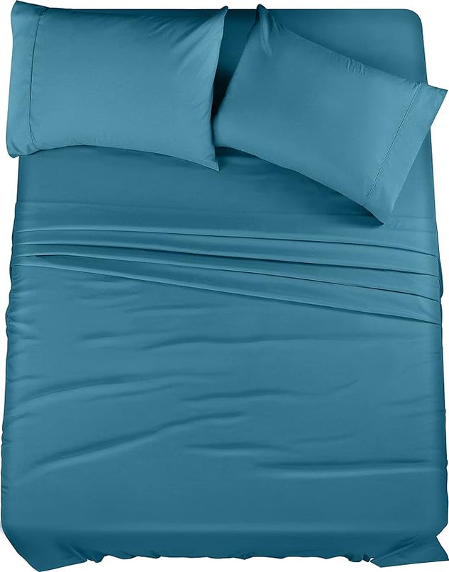 Utopia Bedding Queen Bed Sheets Set - 4 Piece Bedding - Brushed Microfiber - Shrinkage and Fade Resistant - Easy Care (Queen, Denim Blue) - LeafyLoom