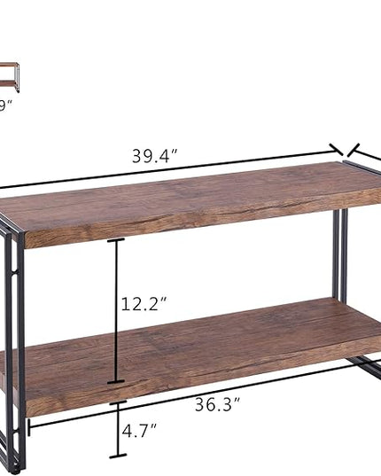 2 Shelf Bookcase Small Display Book Shelf Rustic Industrial, Brown - LeafyLoom