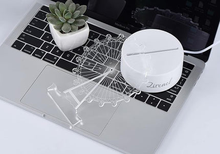 Ferris Wheel 3D Optical Illusion Night Light, Sky Wheel Themed Led Bedside Decor Romantic Present Birthday Gift for Kids Girls Teen Girls Couples - LeafyLoom