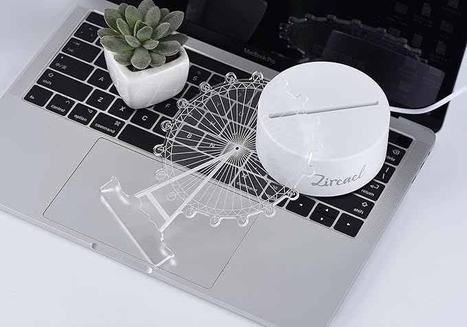 Ferris Wheel 3D Optical Illusion Night Light, Sky Wheel Themed Led Bedside Decor Romantic Present Birthday Gift for Kids Girls Teen Girls Couples - LeafyLoom