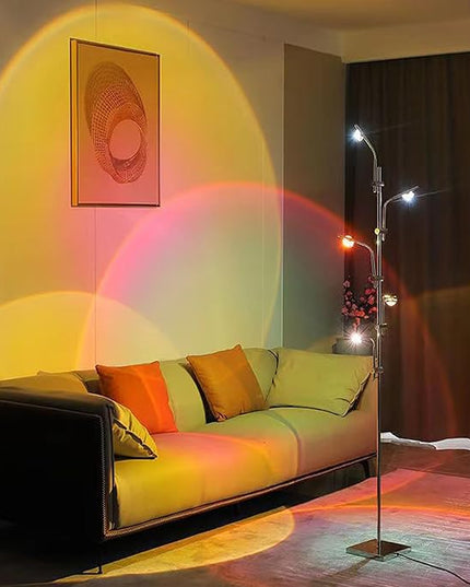 Sunset Lamp Tacahe Rgbw Halo Projector Floor Lamp Funny Led Corner Sunset Floor Lamp Gaming Room Decor for Bedroom Living Room Restaurant Dance Studio Novelty Tighting - LeafyLoom