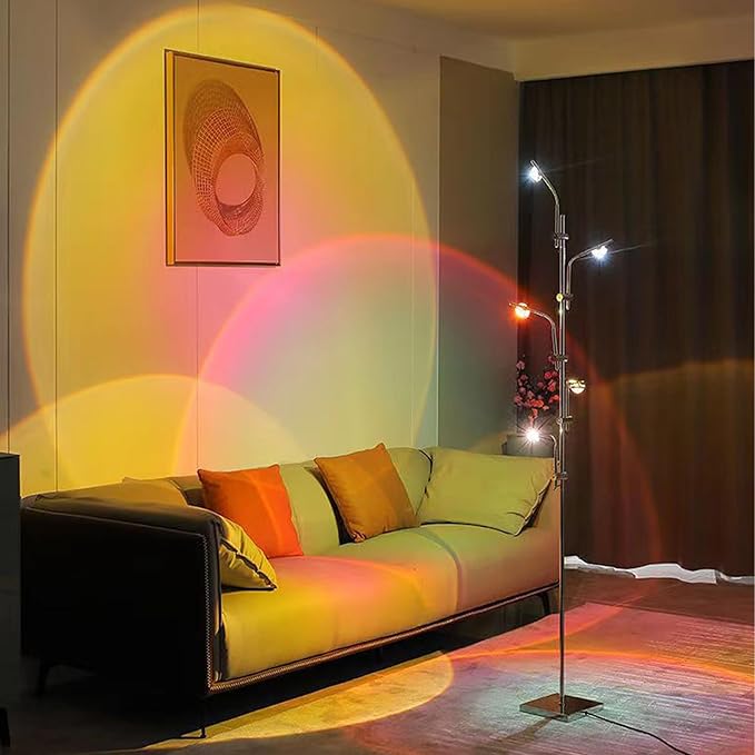 Sunset Lamp Tacahe Rgbw Halo Projector Floor Lamp Funny Led Corner Sunset Floor Lamp Gaming Room Decor for Bedroom Living Room Restaurant Dance Studio Novelty Tighting - LeafyLoom