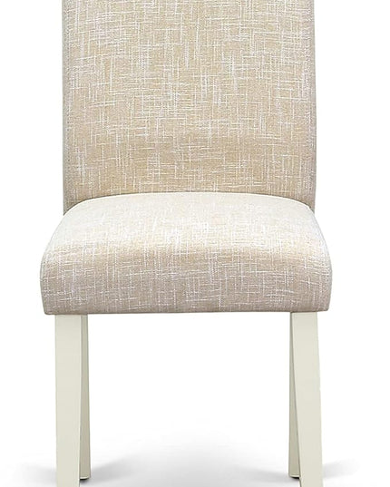 East West Furniture 1NDAB3-LWH-02 3 Piece Kitchen Set Contains a Rectangle Room Table with Dropleaf and 2 Light Beige Linen Fabric Parson Dining Chairs, 30x48 Inch - LeafyLoom