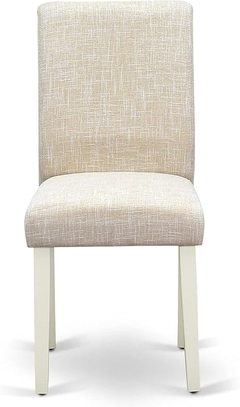 East West Furniture 1NDAB3-LWH-02 3 Piece Kitchen Set Contains a Rectangle Room Table with Dropleaf and 2 Light Beige Linen Fabric Parson Dining Chairs, 30x48 Inch - LeafyLoom