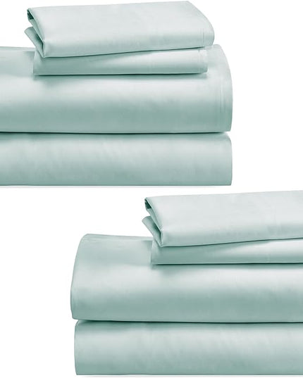 California Design Den 100% Cotton 2-Pack Sheets Set for Queen Size Bed, Soft & Durable Cotton Sheets Deep Pocket, Queen Sheet Set with Sateen Weave, Cooling Sheets (Seafoam) - LeafyLoom
