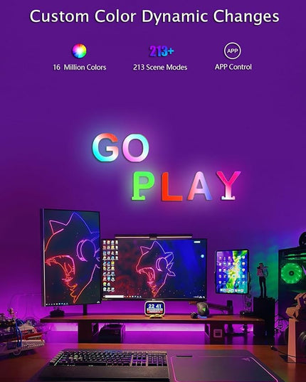 Splicing Letters Decorations Indoor Light - Alphabet Music Sync Color Changing Room Decor with App Control RGB Light Up Letters Boy Girl Gift Wedding Home Bar Wall Decoration(U) - LeafyLoom