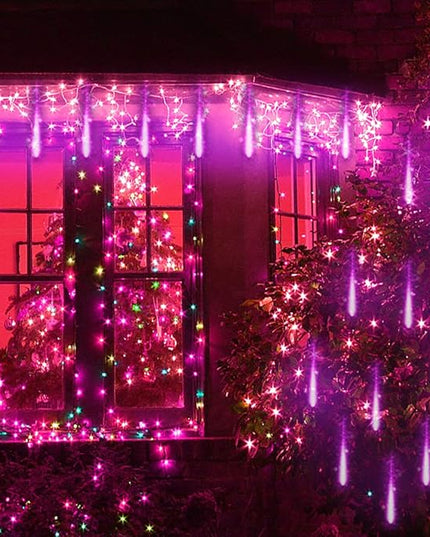 Kwaiffeo Halloween Lights Outdoor, Meteor Shower Lights Icicle Lights for Halloween Christmas Decorations Outdoor, Waterproof UL Plug 8 Tube Falling Rain Lights for Holiday Party New Year Kwaiffeo
