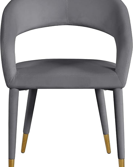 Meridian Furniture Destiny Collection Modern | Contemporary Velvet Upholstered Rounded Back Dining Chair, 23" W x 23" D x 31.5" H, Grey - LeafyLoom