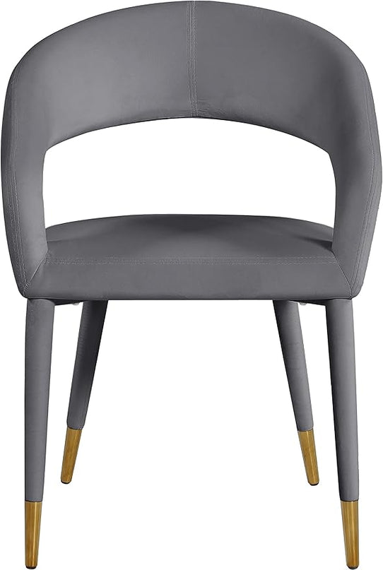 Meridian Furniture Destiny Collection Modern | Contemporary Velvet Upholstered Rounded Back Dining Chair, 23" W x 23" D x 31.5" H, Grey - LeafyLoom