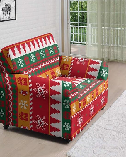 FKELYI Red Christmas Sofa Furniture Protector Easy Going Stretch Sofa Slipcover Comfortable Sofa Couch Cover with Elastic Bottom S FKELYI