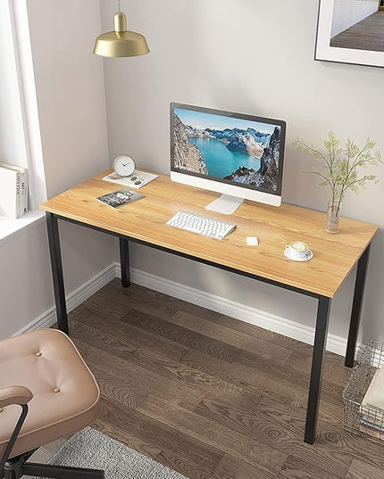 SogesGame Computer Desk,63 inch Desk& Workstations for Home Office, Writing Study Corner Desk,Modern Simple Style Laptop Table,Easy to Assemble, Teak Black - LeafyLoom