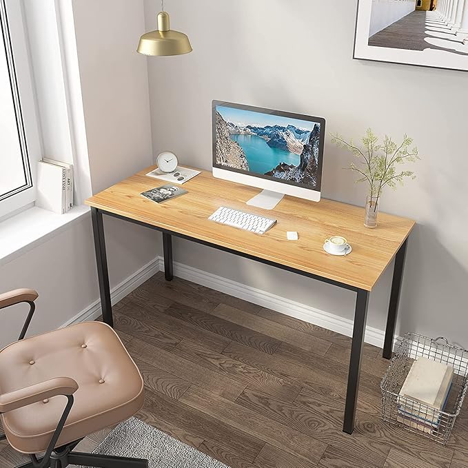SogesGame Computer Desk,63 inch Desk& Workstations for Home Office, Writing Study Corner Desk,Modern Simple Style Laptop Table,Easy to Assemble, Teak Black - LeafyLoom