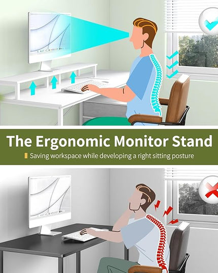 Yoobure Computer Desk, Office Desk with LED Lights & Power Outlets, Gaming Desk with Fabric File Cabinet, 55.1" Home Office Desks， Writing Desk with Drawers, Computer Table with Long Monitor Stand - LeafyLoom