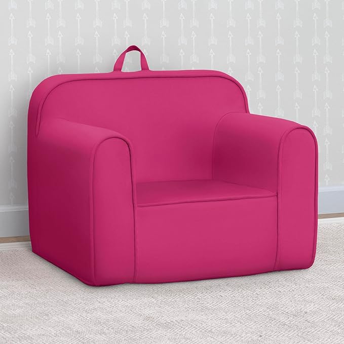 Delta Children Cozee Chair -Foam Kids Chair for Ages 18 Months and Up, Hot Pink - LeafyLoom