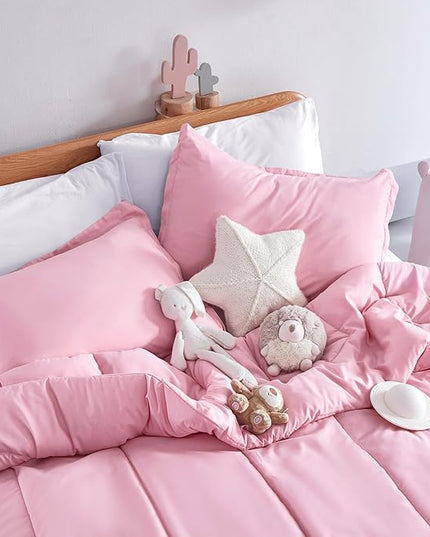 SLEEP ZONE Kids Pink Bedding Twin Comforter Set - Super Soft & Cute Printed 2-Piece Comforter Set All Seasons for Girls, Fade Resistant, Machine Washable, Ballet Pink - LeafyLoom