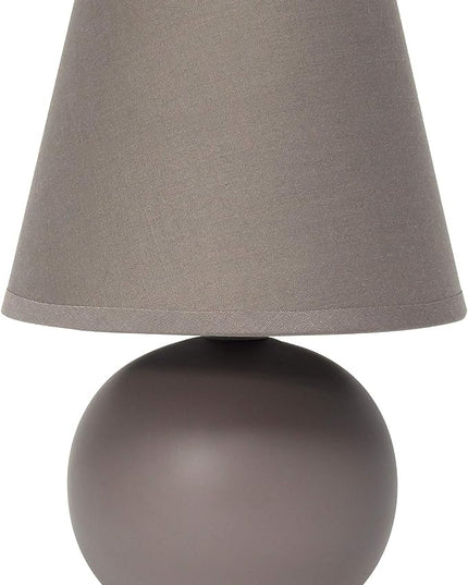 Simple Designs LT2008-GRY Mini Ceramic Globe Table Lamp with Matching Fabric Shade, Gray 5.51 x 5.51 x 8.66 - LeafyLoom
