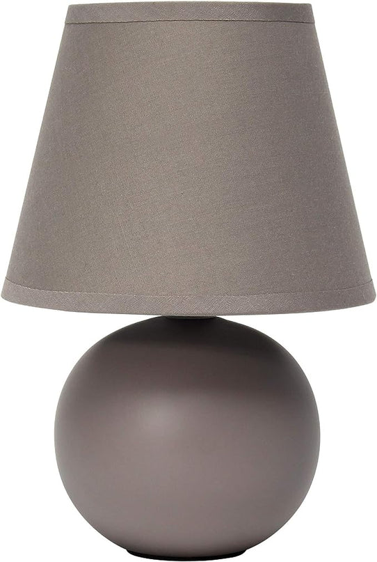 Simple Designs LT2008-GRY Mini Ceramic Globe Table Lamp with Matching Fabric Shade, Gray 5.51 x 5.51 x 8.66 - LeafyLoom