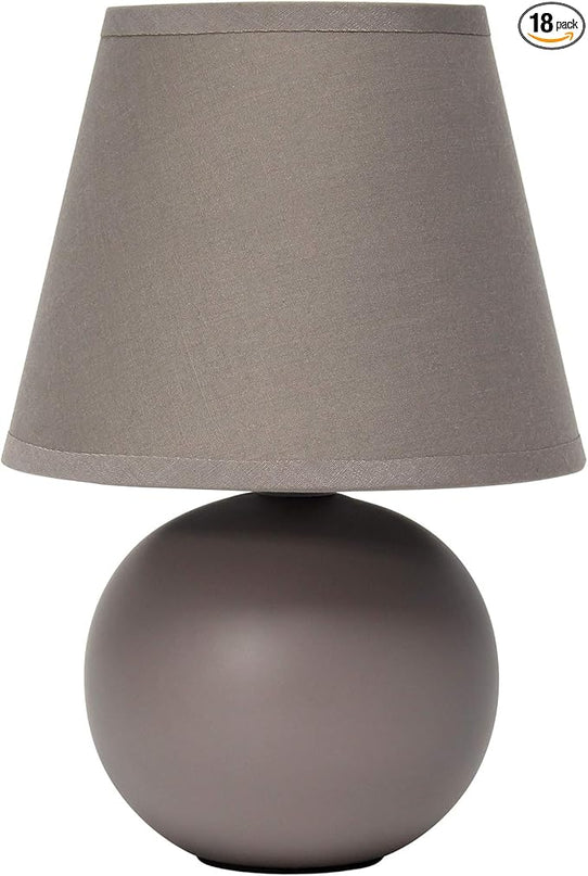 Simple Designs LT2008-GRY Mini Ceramic Globe Table Lamp Gray (Pack of 18) - LeafyLoom