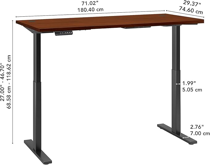 Bush Business Furniture Move 60 Electric Ergonomic Sit-Stand Computer Table for Home and Professional Office, 72W x 30D, Hansen Cherry - LeafyLoom
