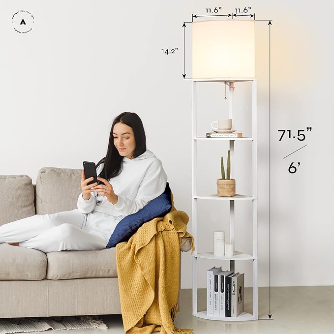 ATAMIN Alvis Edge 72" Floor Lamps for Living Room Decor(White) - LeafyLoom