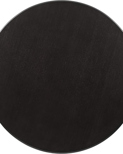5-Piece Round Dining Table Set with Bottom Shelf and 4 Upholstered Chairs for Kitchen, Breakfast Nook, Living Room, Espresso, 42" L x 42" W x 30" H - LeafyLoom