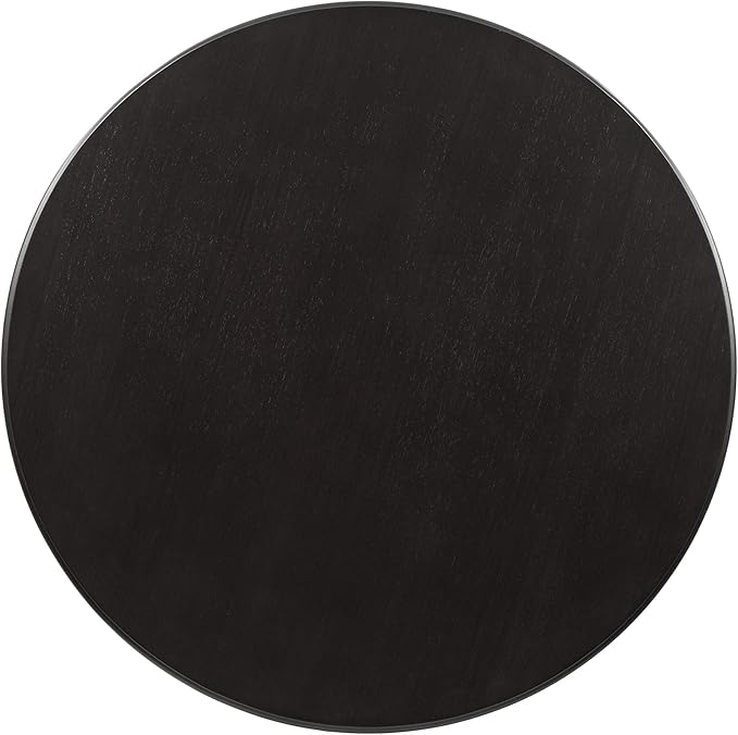 5-Piece Round Dining Table Set with Bottom Shelf and 4 Upholstered Chairs for Kitchen, Breakfast Nook, Living Room, Espresso, 42" L x 42" W x 30" H - LeafyLoom
