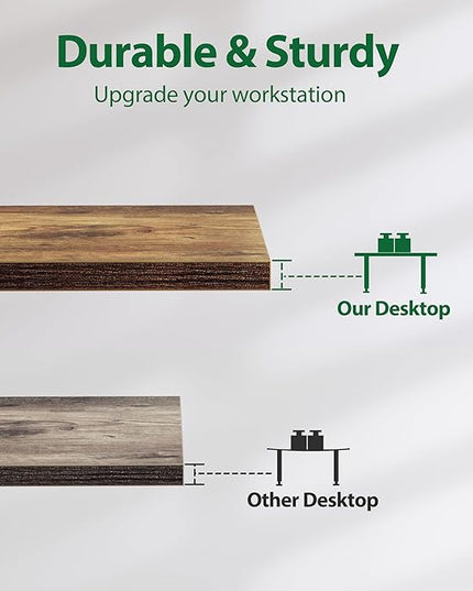 Electric Standing Desk, Large 63 x 24 Inches Height Adjustable Desk, Sit Stand up Desk for Work Office Home, Splice Board, Rustic Brown - LeafyLoom