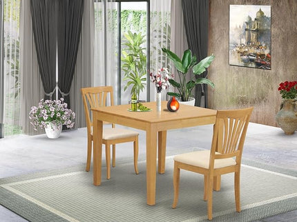 East West Furniture OXAV3-OAK-C Oxford 3 Piece Kitchen Set Contains a Square Table and 2 Linen Fabric Dining Room Chairs, 36x36 Inch - LeafyLoom